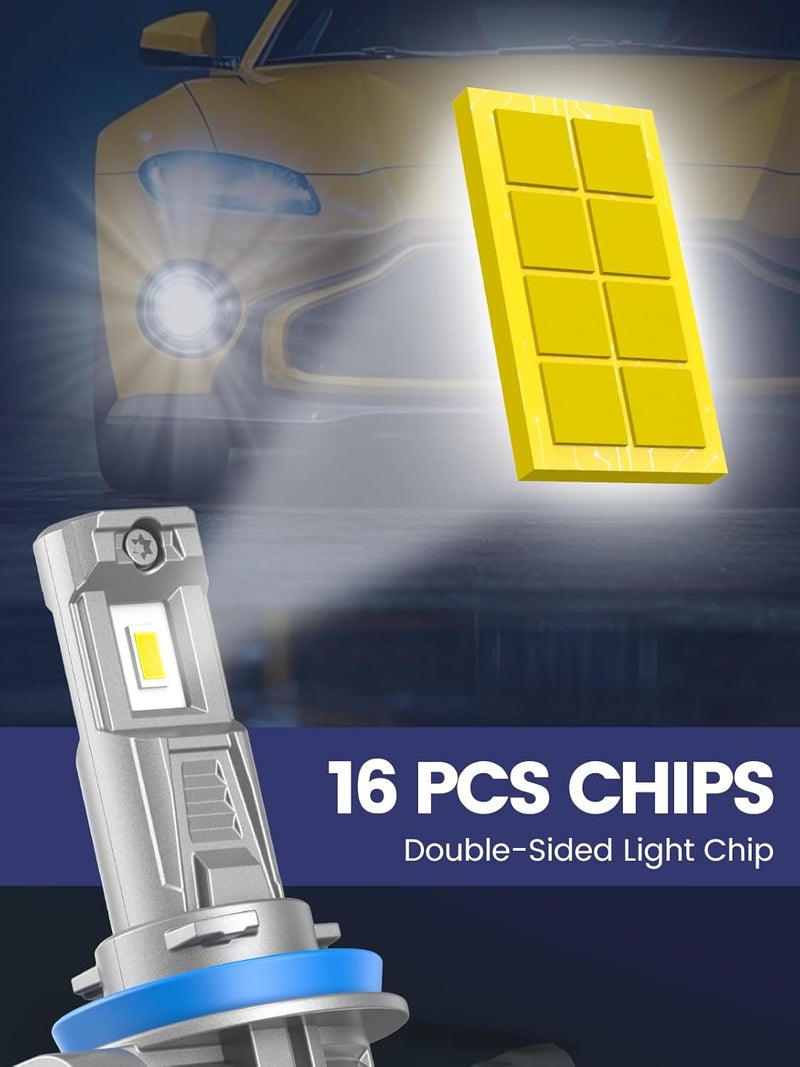 FTEVAR H11 Bulbs, H8 H9 Fog Light, 30000LM 6500K Super Bright, Fanless Mini Size, Pack of 2 - Image 4